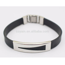 Pulsera de acero inoxidable de silicona negro para hombres